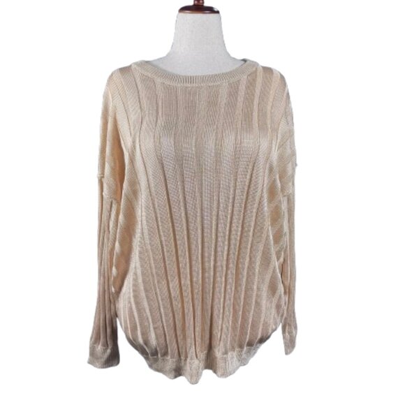 Free People Next Level Tunic in Marzipan Champagne Gold Oversized Sweater (SZ L) - Picture 2 of 16